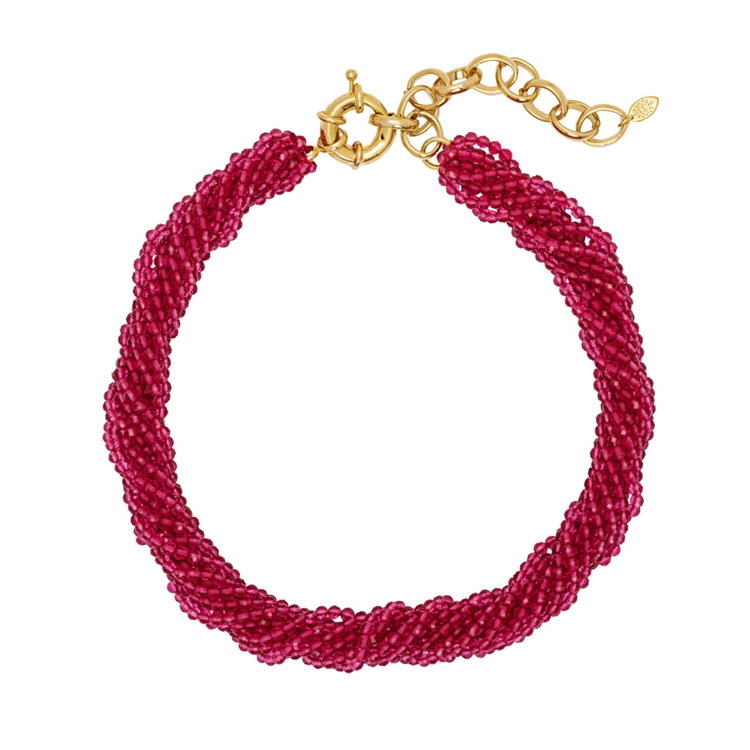 Colar Voltas Zircônia Rosa Corindon