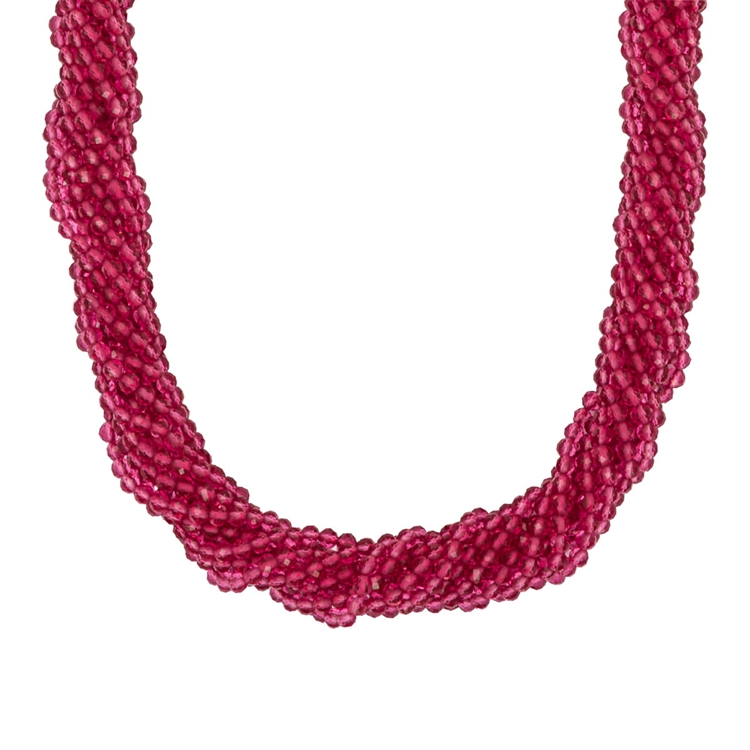 Colar Voltas Zircônia Rosa Corindon
