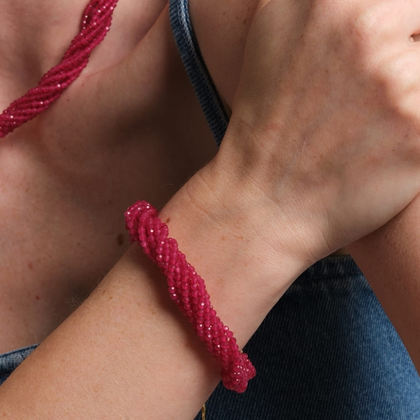 Pulseira Voltas Rosa Corindon