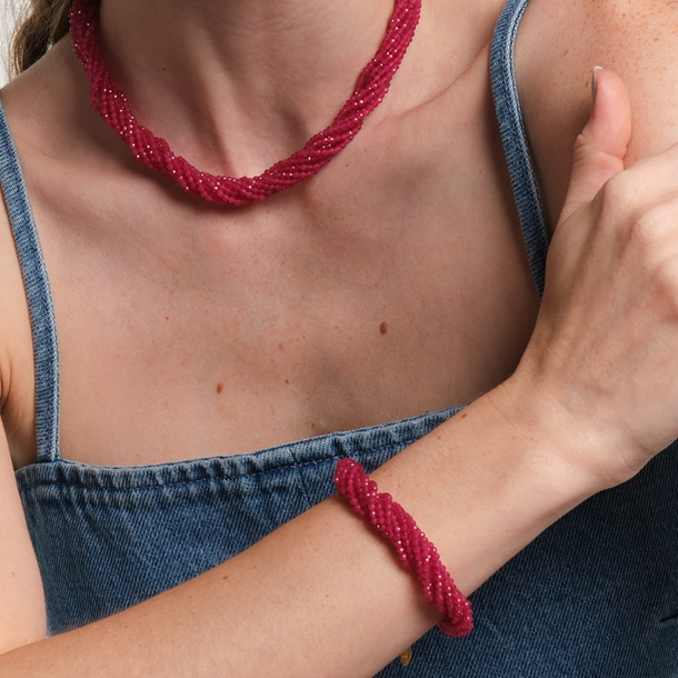 Pulseira Voltas Rosa Corindon