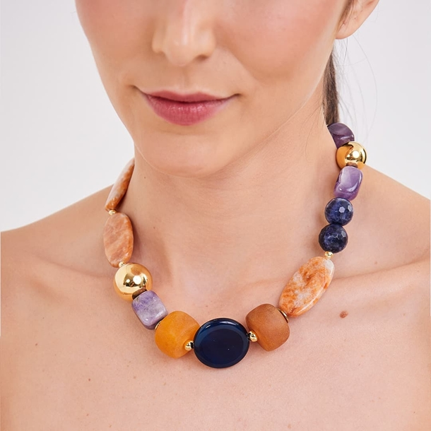 Colar Pedras Naturais Orange