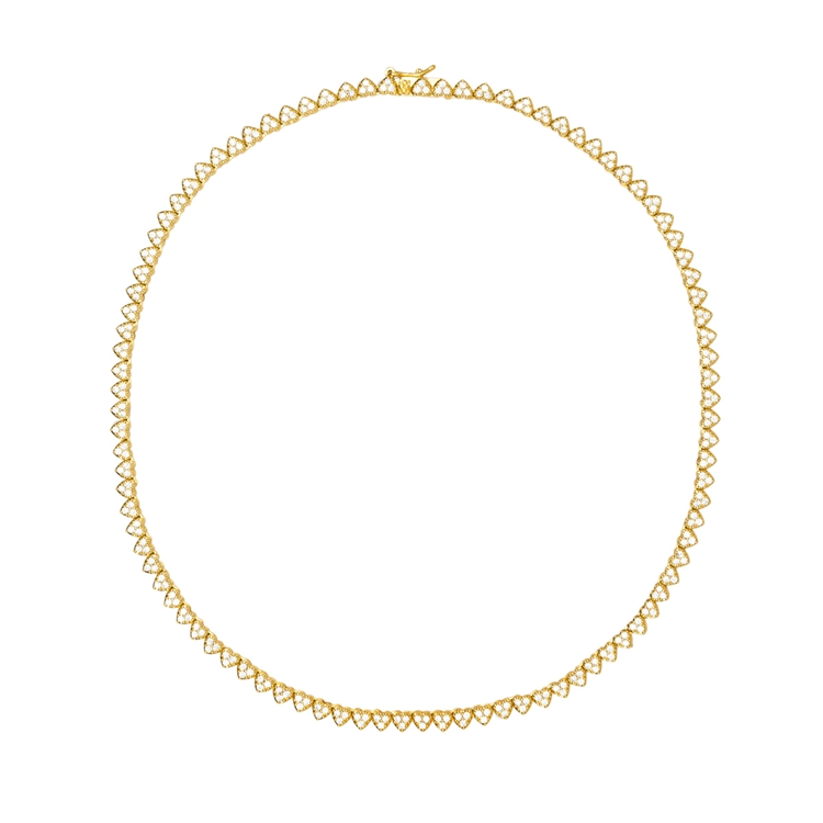 Colar Riviera Mini Corações Cravejada de Zircônias Cristal 40cm