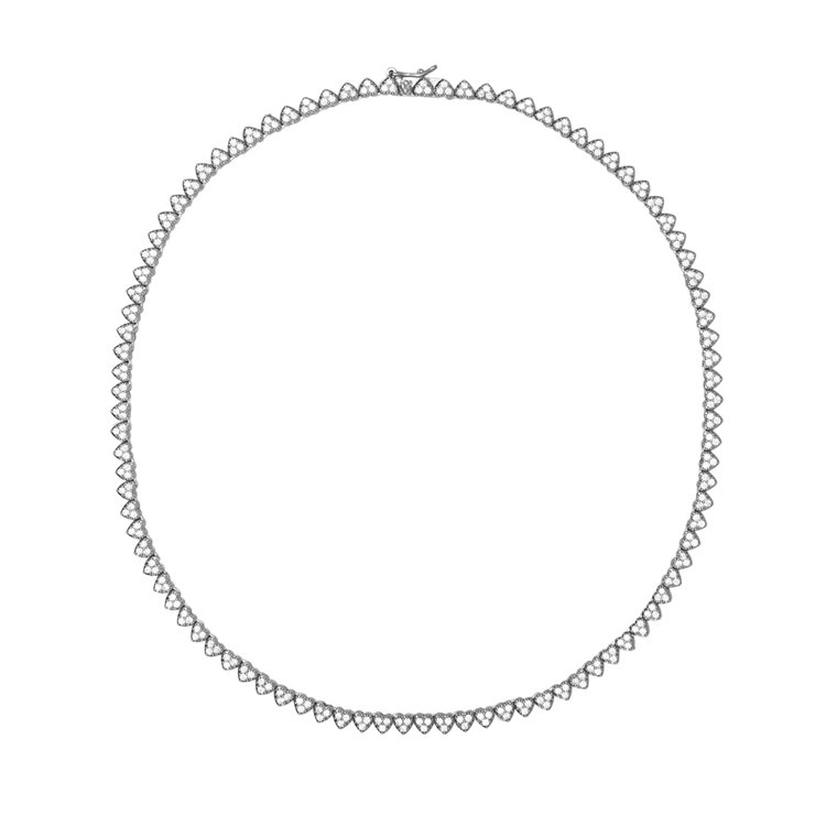Colar Riviera Mini Corações Cravejada de Zircônias Cristal 40cm