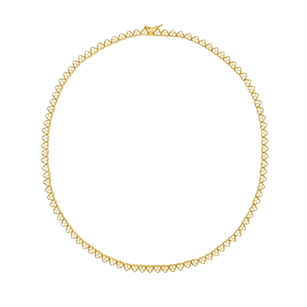 Colar Riviera Mini Corações Cravejada de Zircônias Cristal 40cm