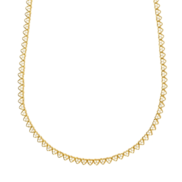 Colar Riviera Mini Corações Cravejada de Zircônias Cristal 40cm