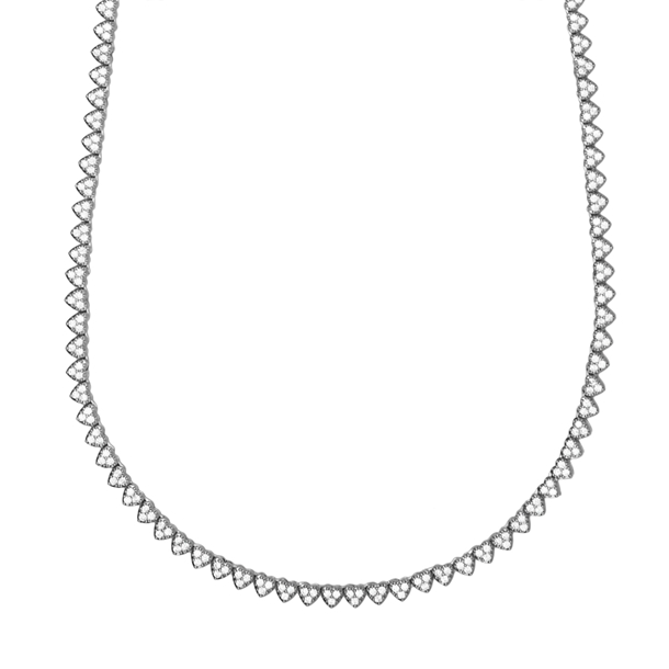 Colar Riviera Mini Corações Cravejada de Zircônias Cristal 40cm
