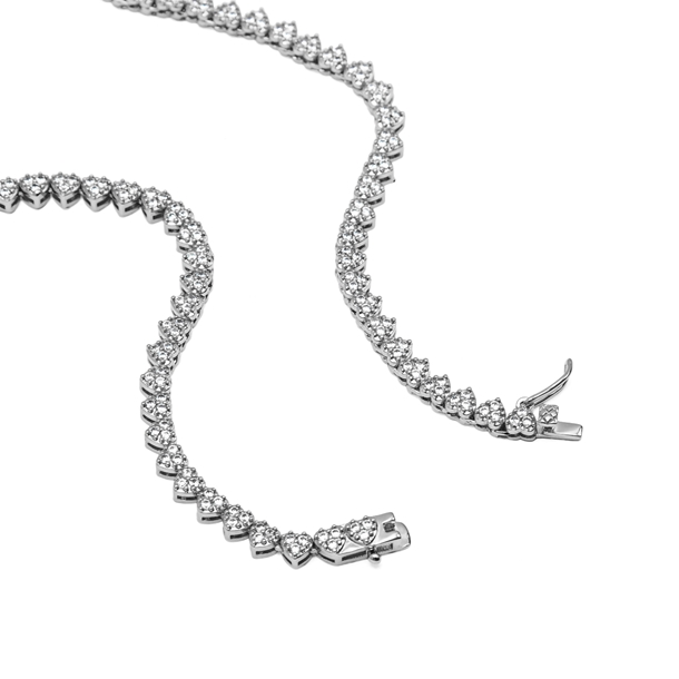 Colar Riviera Mini Corações Cravejada de Zircônias Cristal 40cm