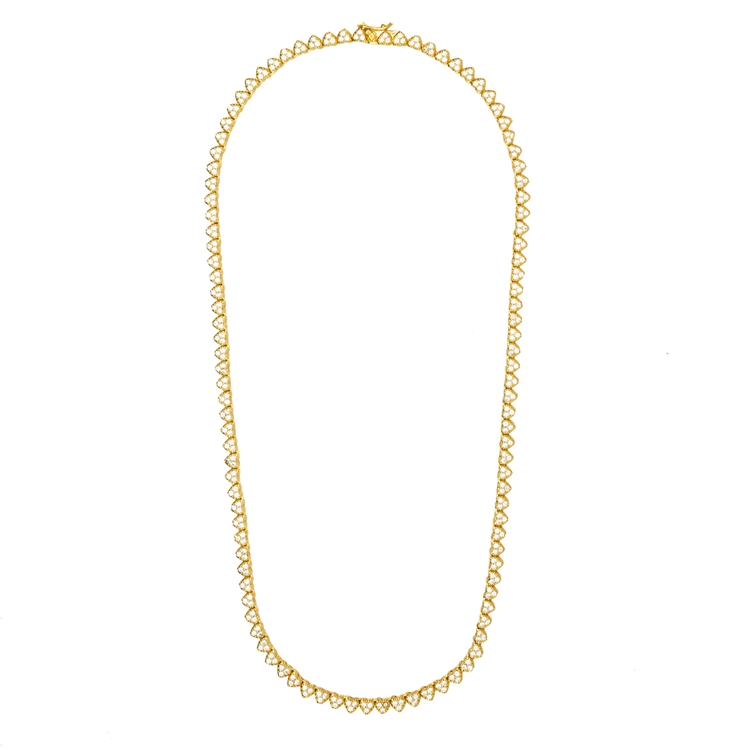 Colar Riviera Mini Corações Cravejada de Zircônias Cristal  45cm