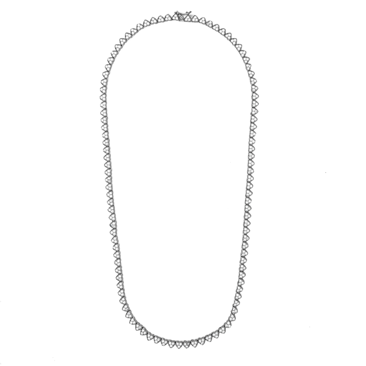 Colar Riviera Mini Corações Cravejada de Zircônias Cristal  45cm