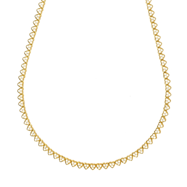 Colar Riviera Mini Corações Cravejada de Zircônias Cristal  45cm
