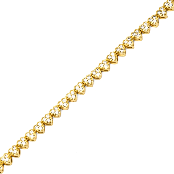 Colar Riviera Mini Corações Cravejada de Zircônias Cristal  45cm