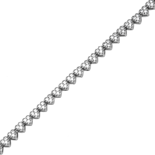 Colar Riviera Mini Corações Cravejada de Zircônias Cristal  45cm