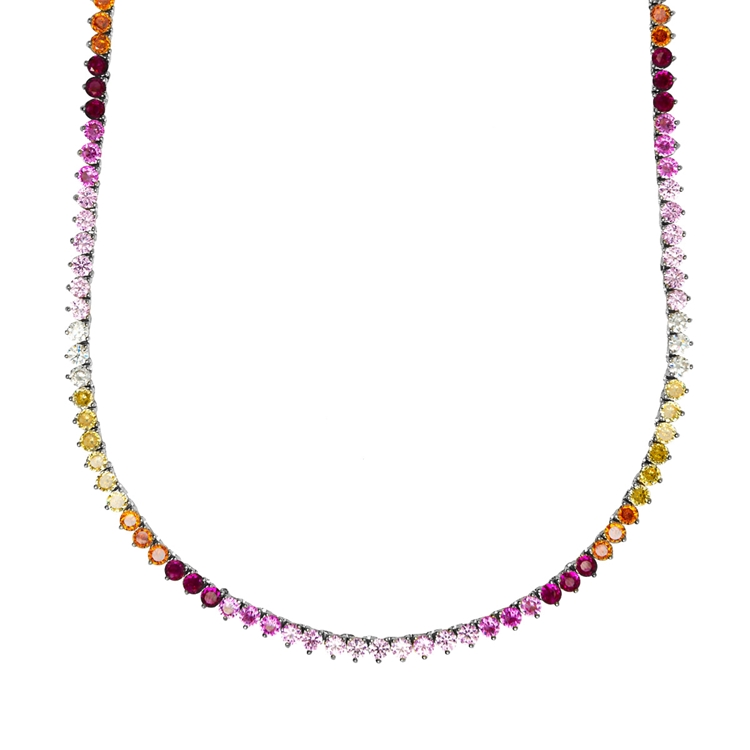 Colar Riviera Tiana Cravejada de Zircônias  Rainbow 45cm