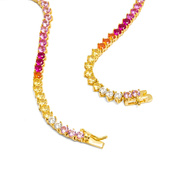 Colar Riviera Tiana Cravejada de Zircônias  Rainbow 45cm