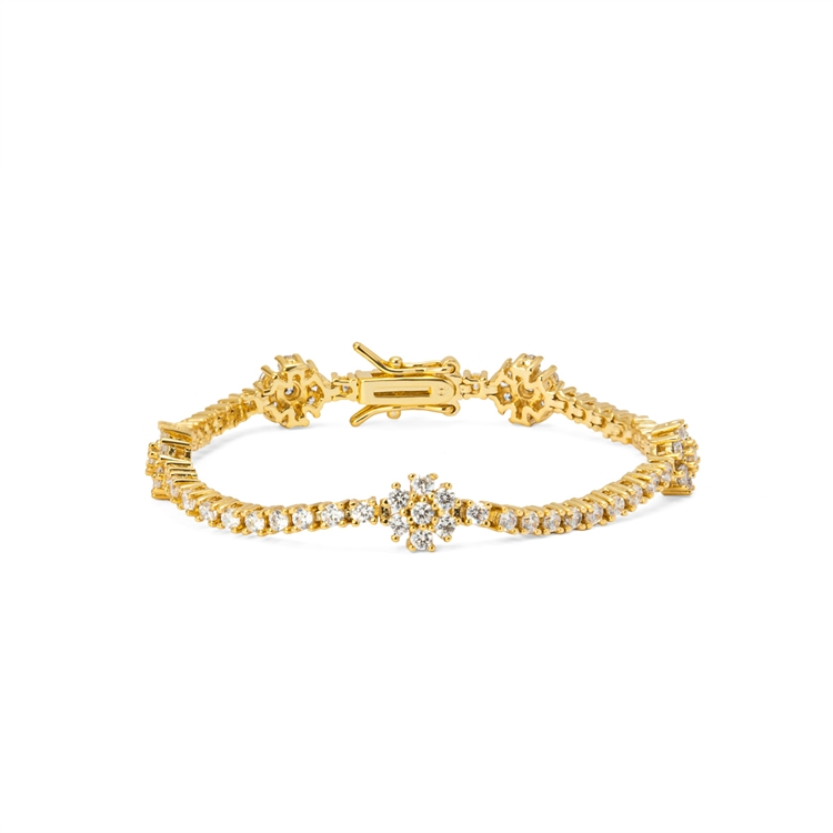 Pulseira Riviera Flores Cravejada de Zircônias Cristal