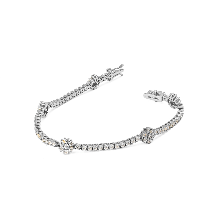 Pulseira Riviera Flores Cravejada de Zircônias Cristal