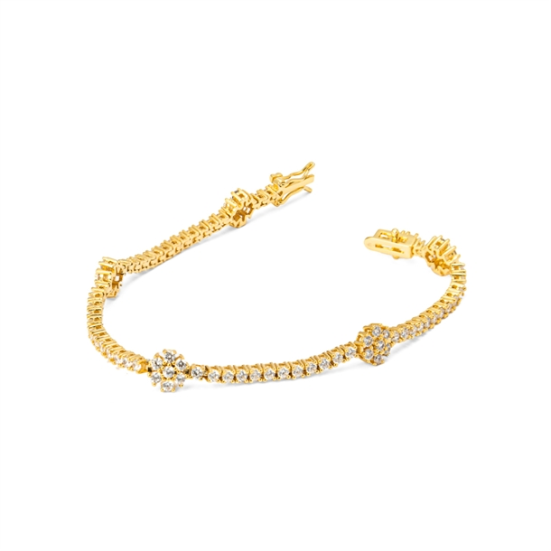 Pulseira Riviera Flores Cravejada de Zircônias Cristal