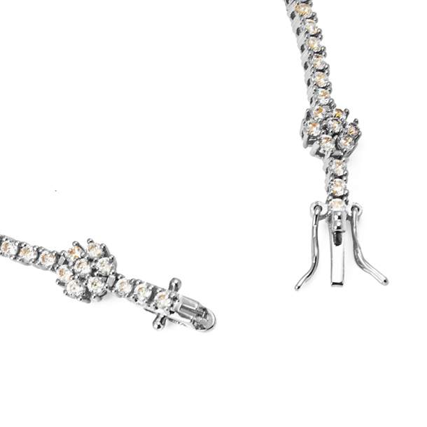 Pulseira Riviera Flores Cravejada de Zircônias Cristal