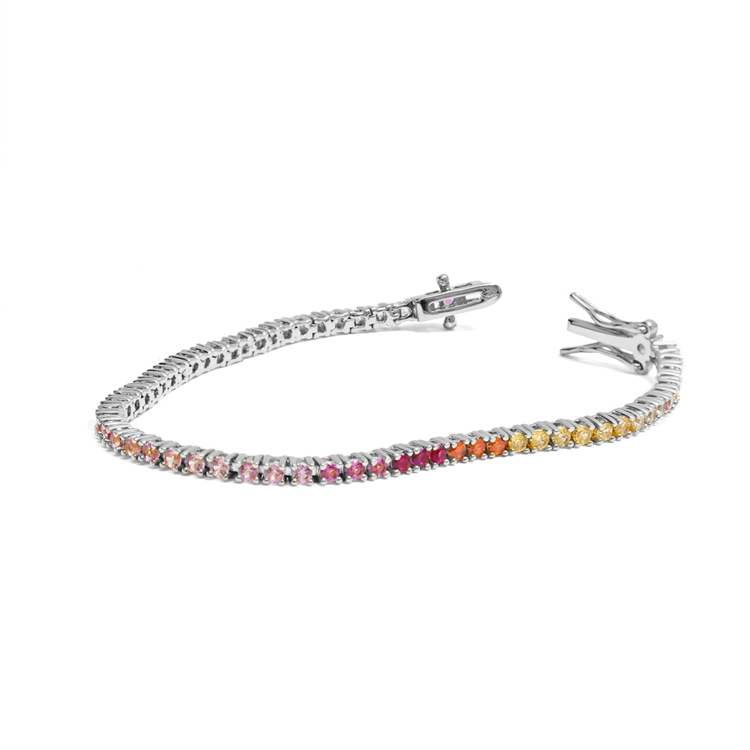 Pulseira Riviera Anna Cravejada de Zircônias Rainbow
