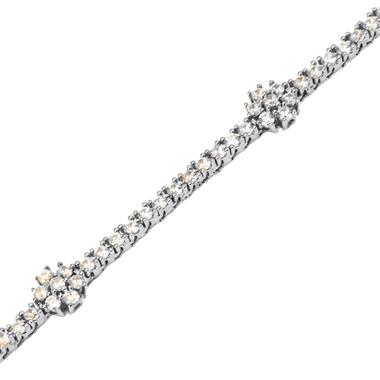 Colar Riviera Flores Cravejada de Zircônia Cristal 42cm