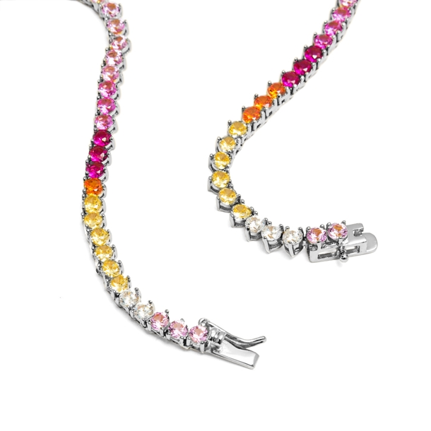 Colar Riviera Tiana Cravejada de Zircônias Rainbow 38cm