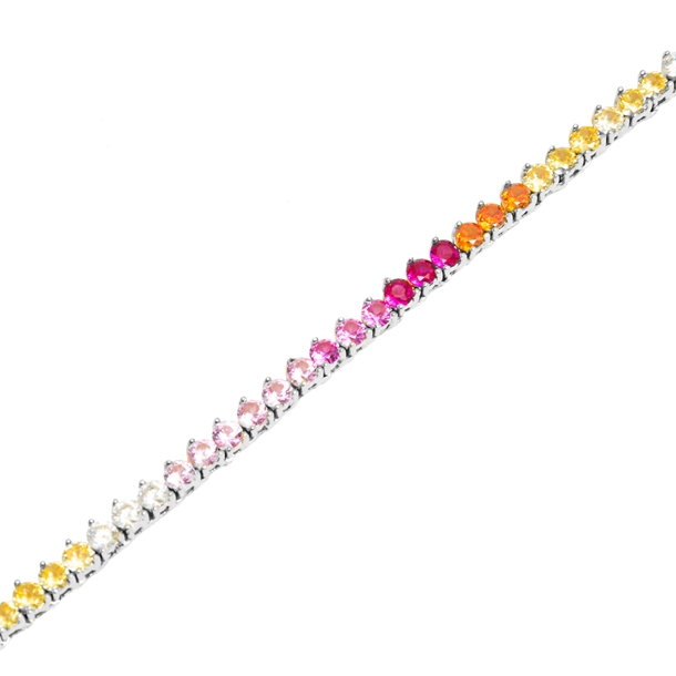 Colar Riviera Tiana Cravejada de Zircônias Rainbow 38cm