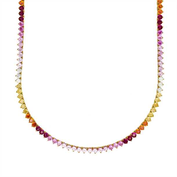 Colar Riviera Tiana Cravejada de Zircônias Rainbow 38cm