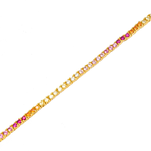 Colar Riviera Anna Cravejada de Zircônias Rainbow 38cm