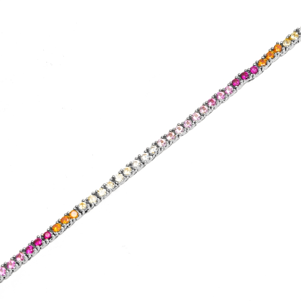Colar Riviera Anna Cravejada de Zircônias Rainbow 38cm