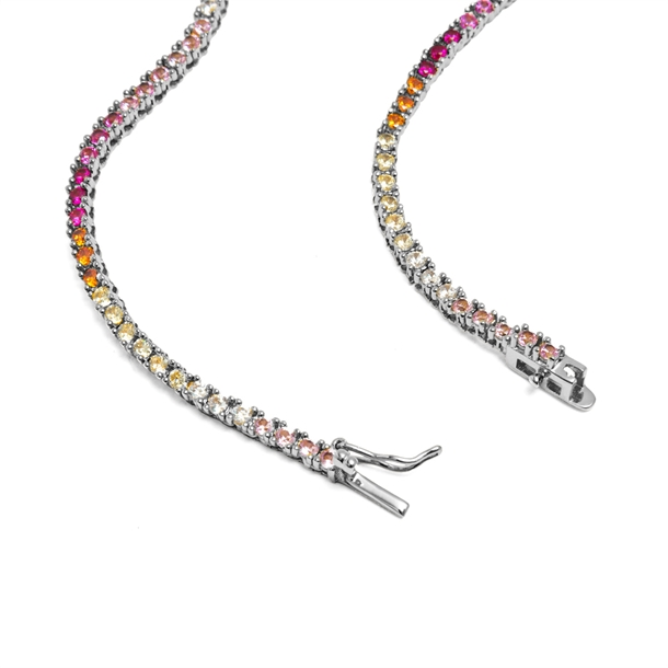 Colar Riviera Anna Cravejada de Zircônias Rainbow 38cm
