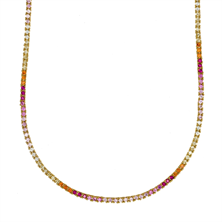 Colar Riviera Anna Cravejada de Zircônias Rainbow 45cm