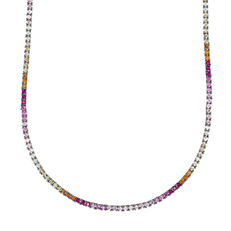 Colar Riviera Anna Cravejada de Zircônias Rainbow 45cm
