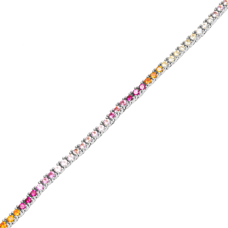 Colar Riviera Anna Cravejada de Zircônias Rainbow 45cm