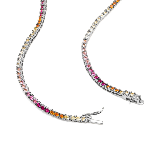 Colar Riviera Anna Cravejada de Zircônias Rainbow 45cm