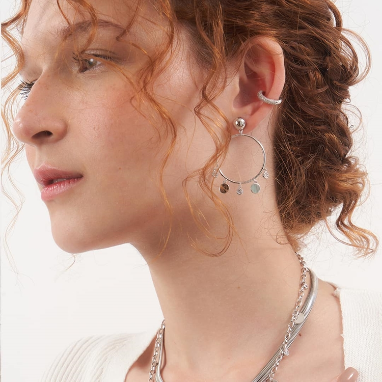 Brinco Argola Bolinhas e Zircônias