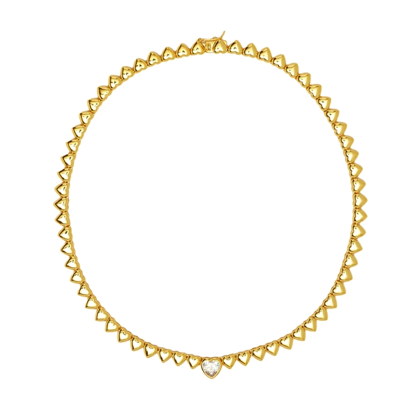 Colar Classic Corações e Zircônia