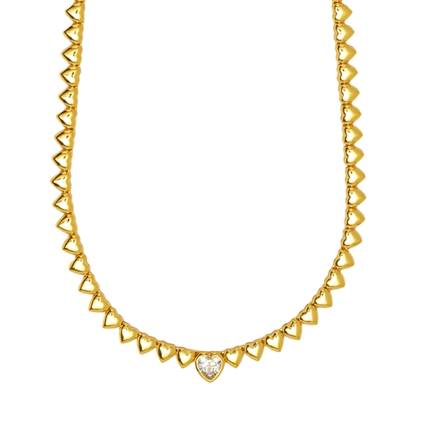 Colar Classic Corações e Zircônia