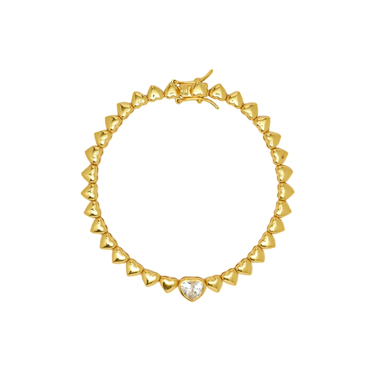 Pulseira Classic Corações e Zircônia