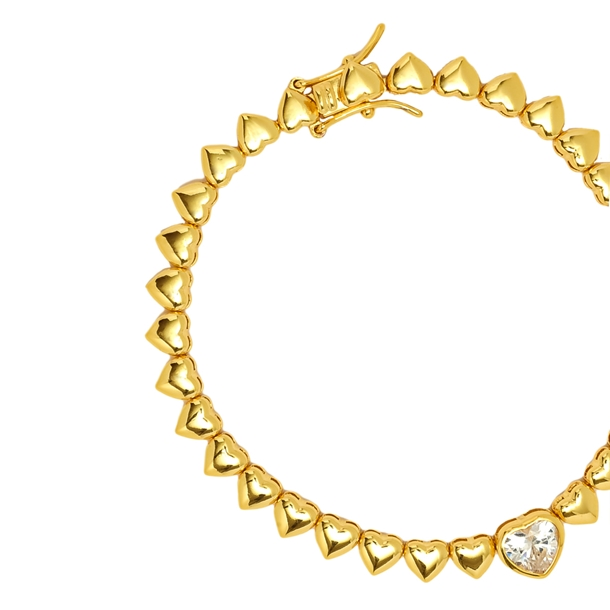 Pulseira Classic Corações e Zircônia