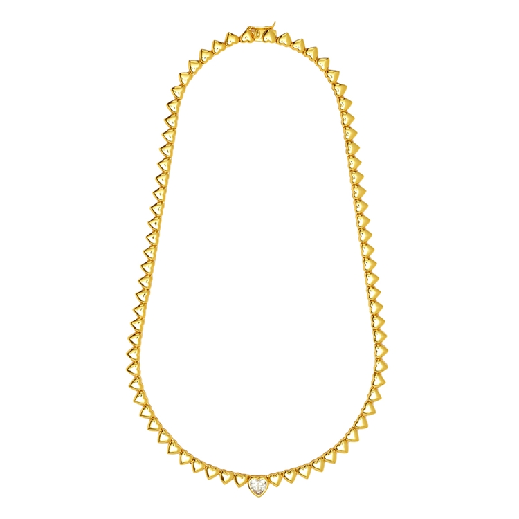 Colar Classic Corações e Zircônia 45cm