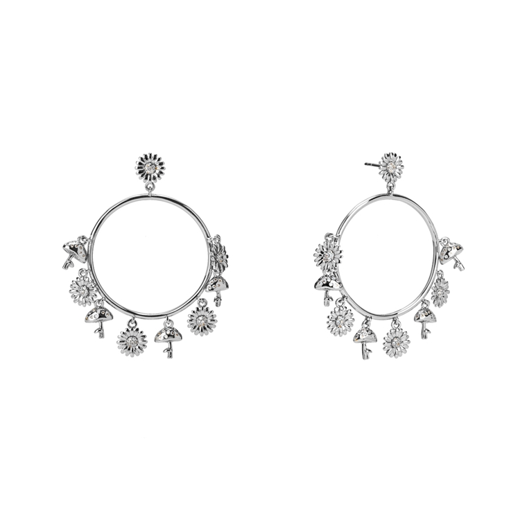 Brinco Argola Gipsy Girassol e Cogumelos