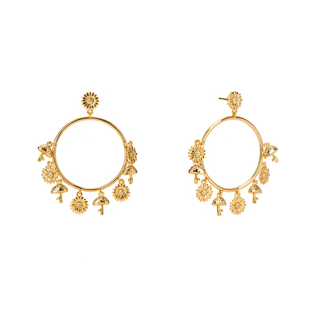 Brinco Argola Gipsy Girassol e Cogumelos