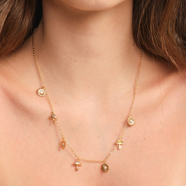Colar Gipsy Girassol e Cogumelos