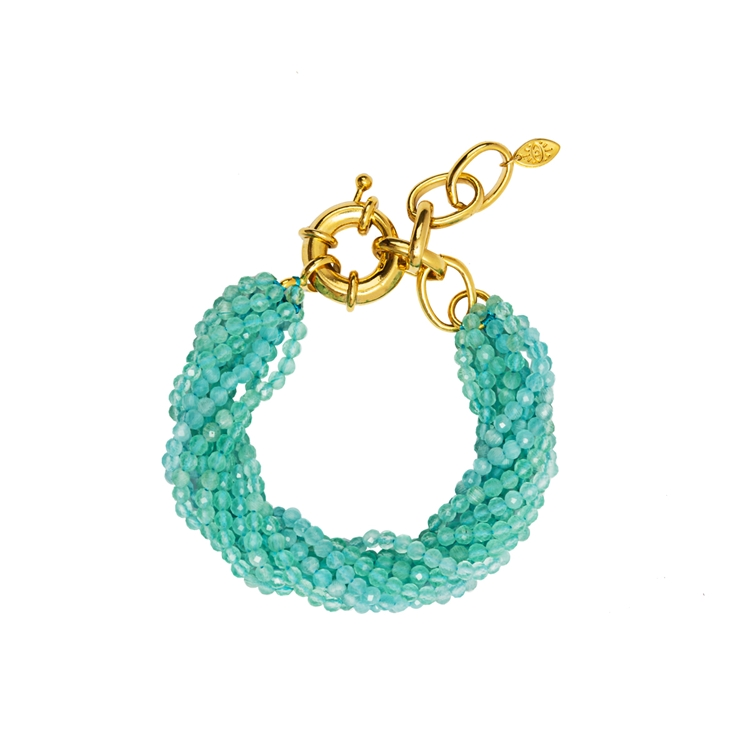 Pulseira Voltas Zircônias Turquesa Claro