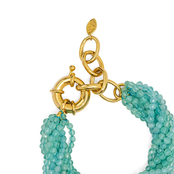 Pulseira Voltas Zircônias Turquesa Claro