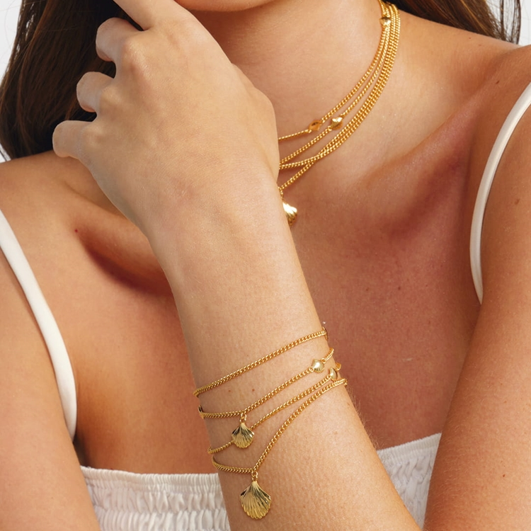 Pulseira Conchas e Correntes