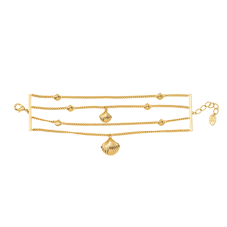 Pulseira Conchas e Correntes