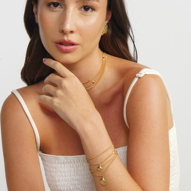 Pulseira Conchas e Correntes