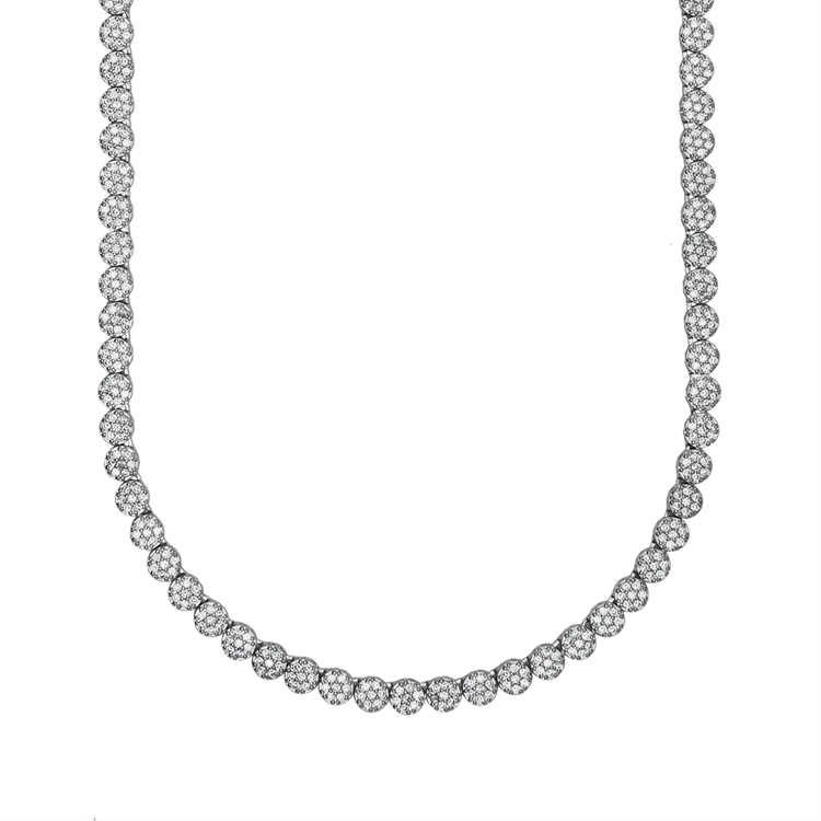 Colar Riviera Bolinha Cravejada de Zircônias Cristal 38cm