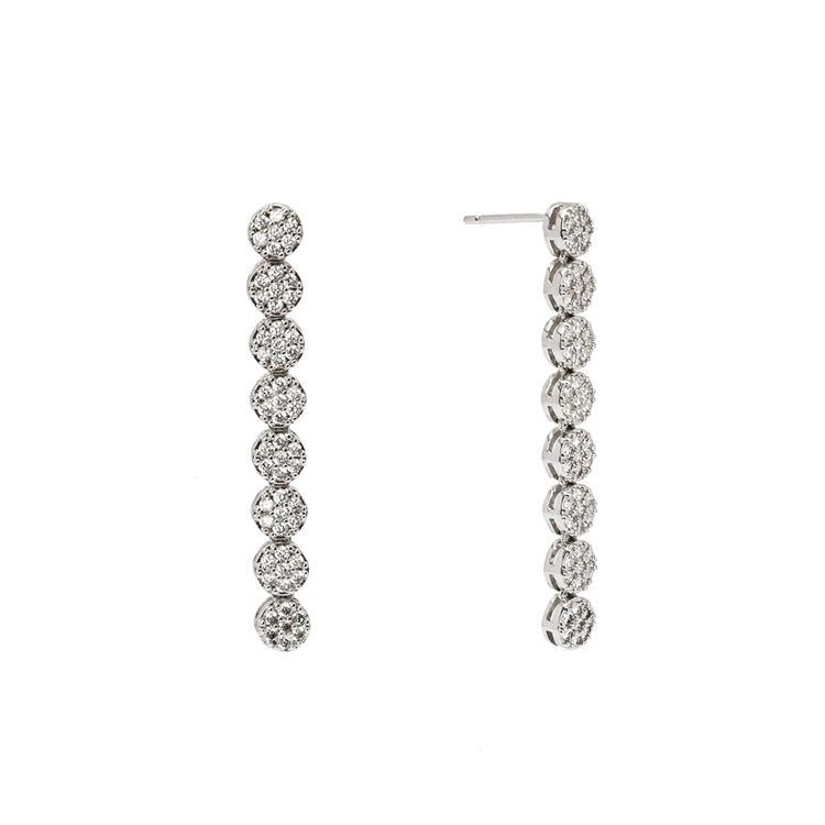Brinco Riviera Bolinha Cravejado de Zircônia Cristal